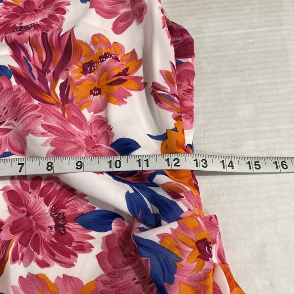 Acoa Dress Womens M Satin Floral Halter‎ Open Back Maxi Asymmetrical Vacation - Picture 6 of 11